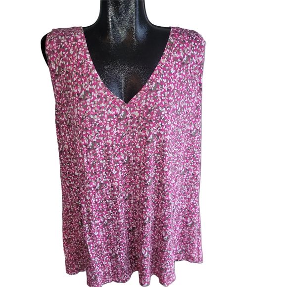 Lane Bryant Floral Red Sleeveless Top 22 - Picture 1 of 6